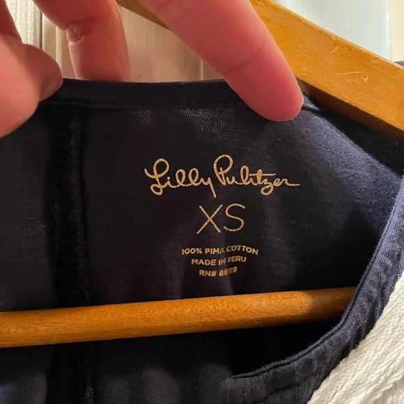 Lily Pulitzer Navy Blue Dress with White Trim; Size XS - Picture 4 of 9